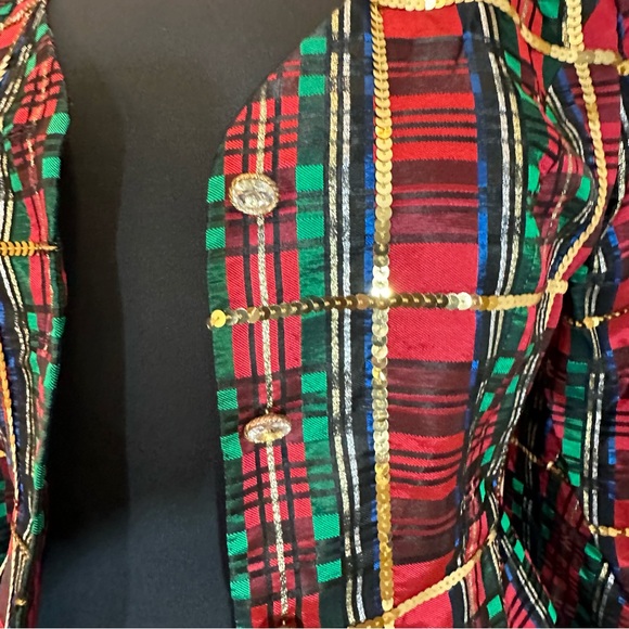 Warren Petites vintage plaid sequin jacket/ blazer size 12 - Picture 10 of 14